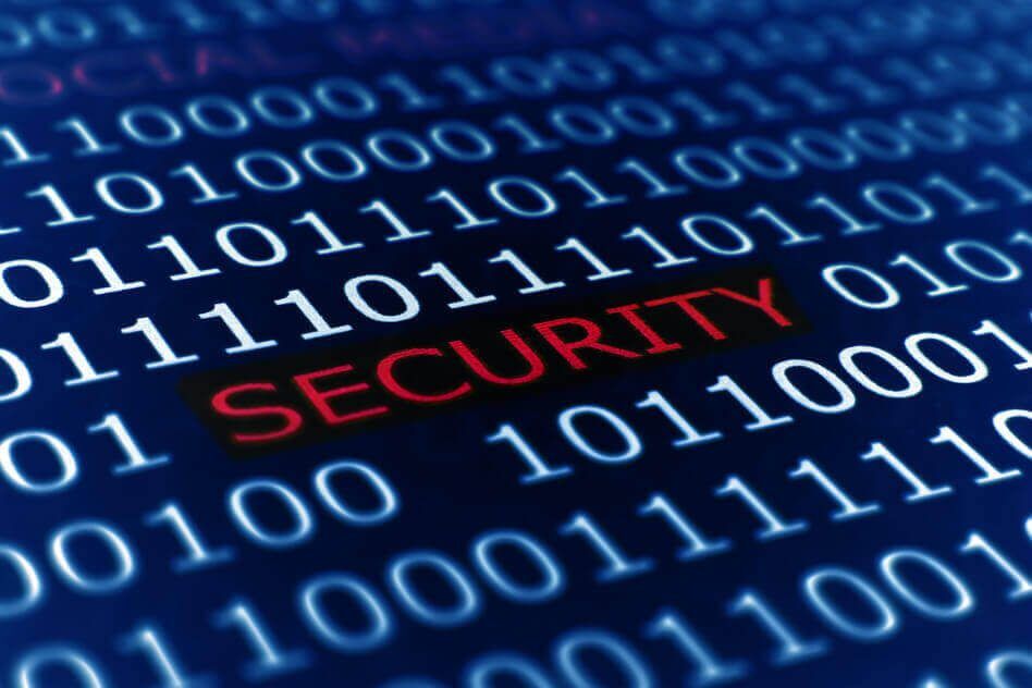 Blog 6 Security Schriftzug zwischen Nullen und Einsen