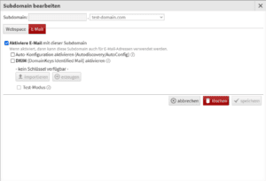 E-Mail Einstellungen für eine Domain