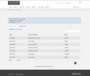 Treuepunkte Programm Modul für WHMCS 1