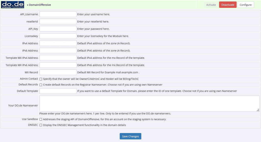 WHMCS DomainOffensive Registrarmodule 1