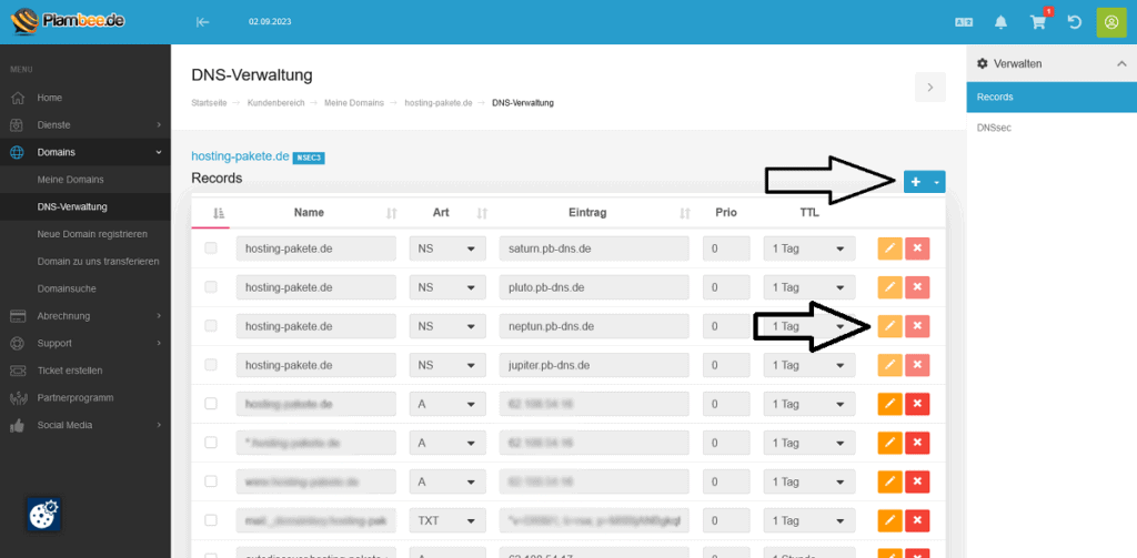 DNS Verwaltung